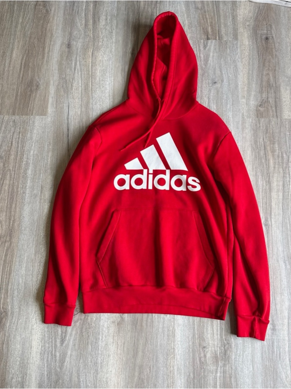 adidas Like New Small Mens Red Hoodie with White Trefoil Logo